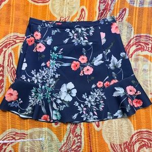 Zara Blue Floral Skirt Size Medium